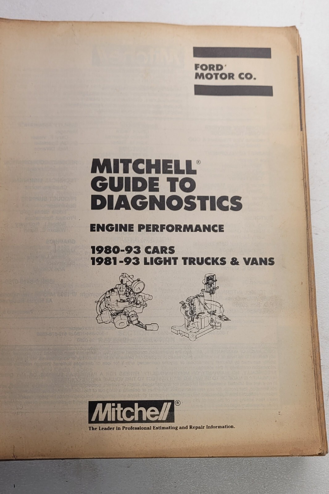 FORD MOTOR CO. MITCHELL DIAGNOSTICS ENGINE PERFORMANCE 1981-93 CARS Light Trucks