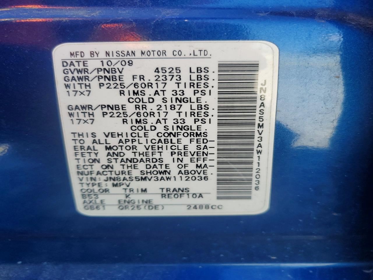 (LOCAL PICKUP ONLY) Passenger Right Front Door Electric Fits 08-10 ROGUE 946812