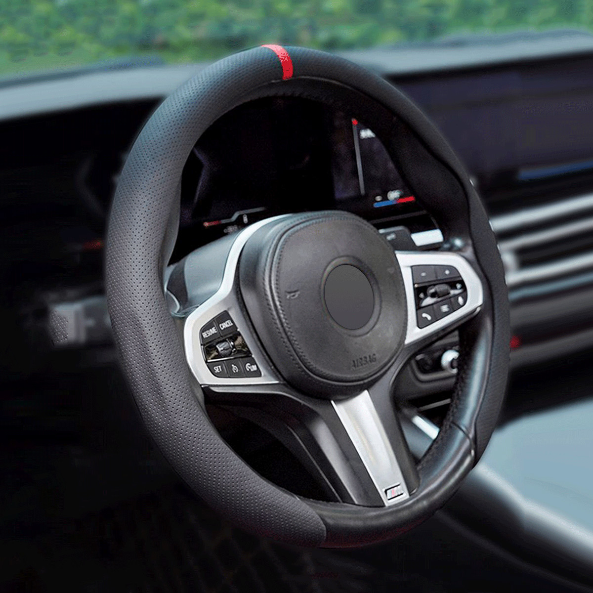 2026 Steering Wheel Cover Leather Protector For GMC 14.5-15” Interior Upgrade