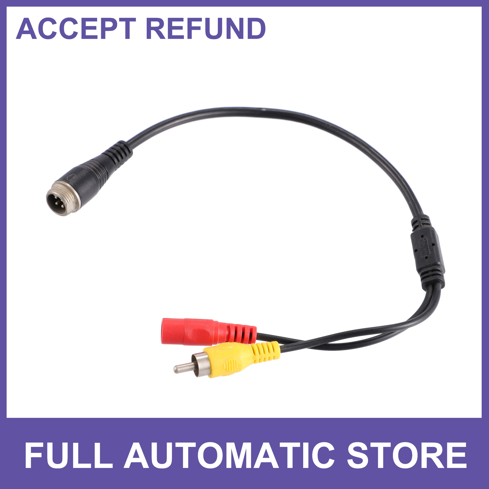 Car Camera Adapter 4 Pin to RCA Adapter M12 4-Pin Male to RCA AV Male DC Female
