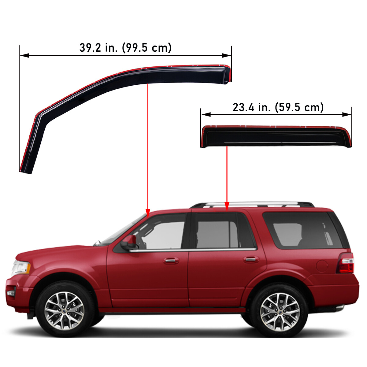 In Channel Smoke Window Visor Rain Guard for Lincoln Navigator Ford Expedition