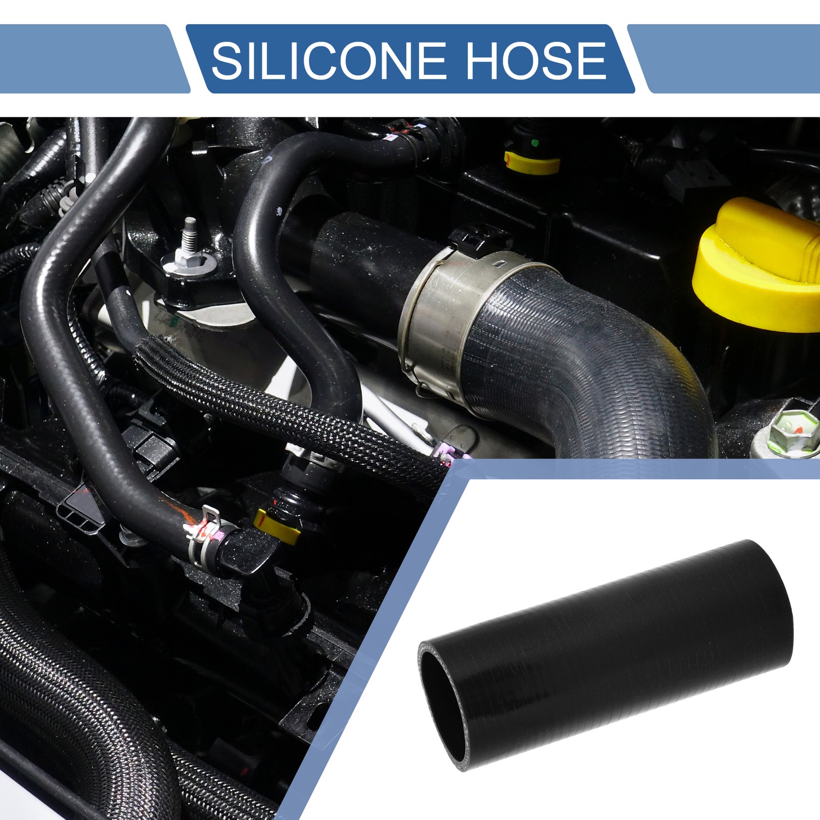 1 Pcs 42mm 1.65″ ID 127mm 5″ Length 0 Degrees Black Car Silicone Hose