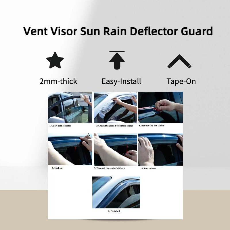 Window Visor Sun Rain Guard Deflector Fits Mitsubishi Eclipse Cross 2018-2023