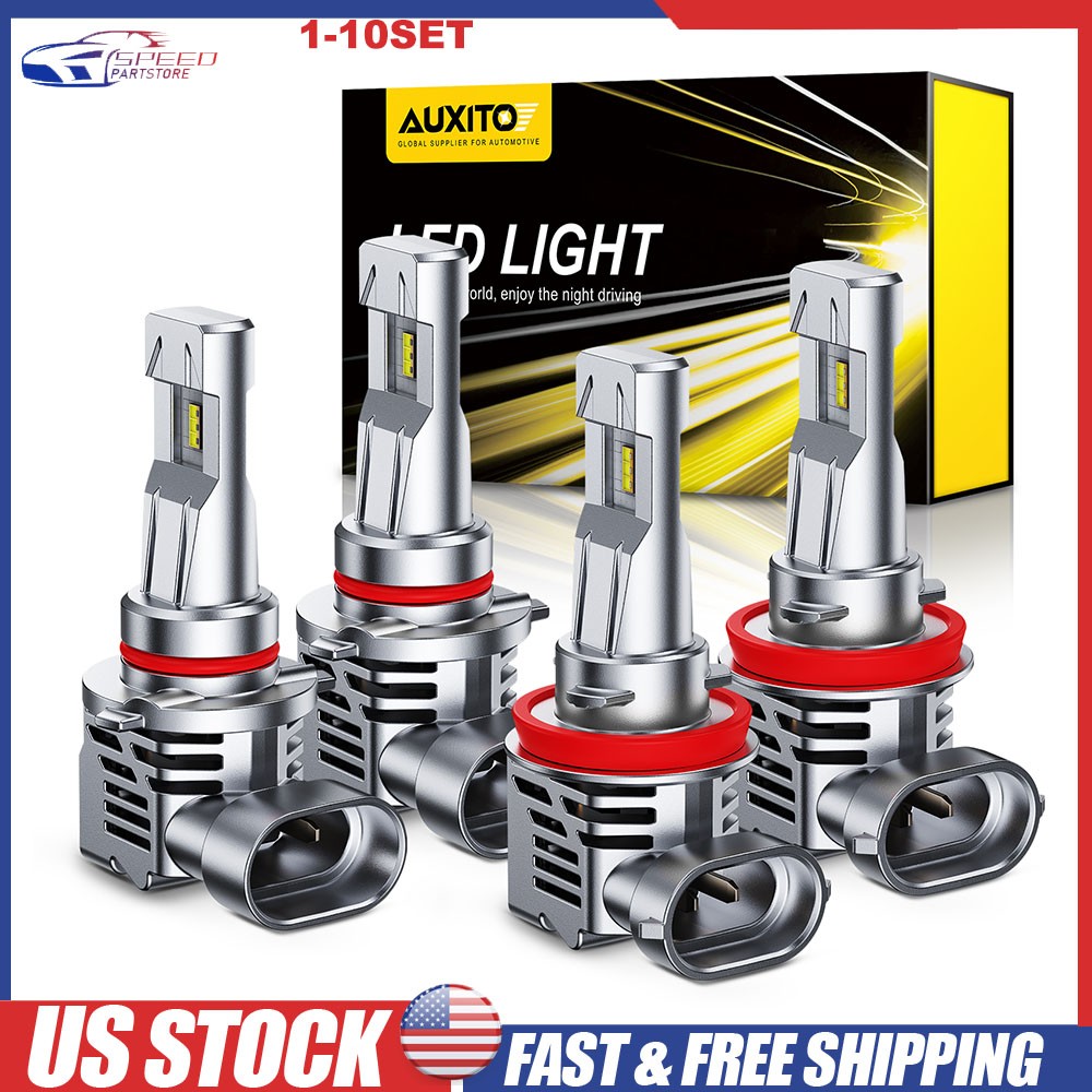 H11 9005 LED Headlight KIT Combo Bulbs High&Low Beam Super Bright White 4-40x