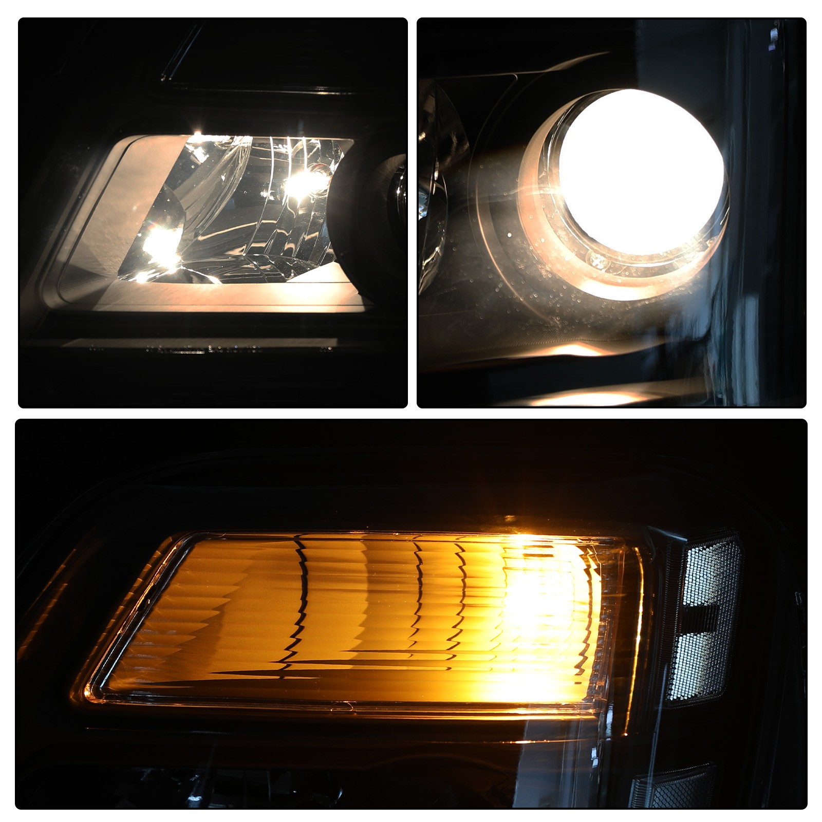 For 2010-2015 GMC Terrain Halogen Projector Black Headlights Headlamp Left&Right