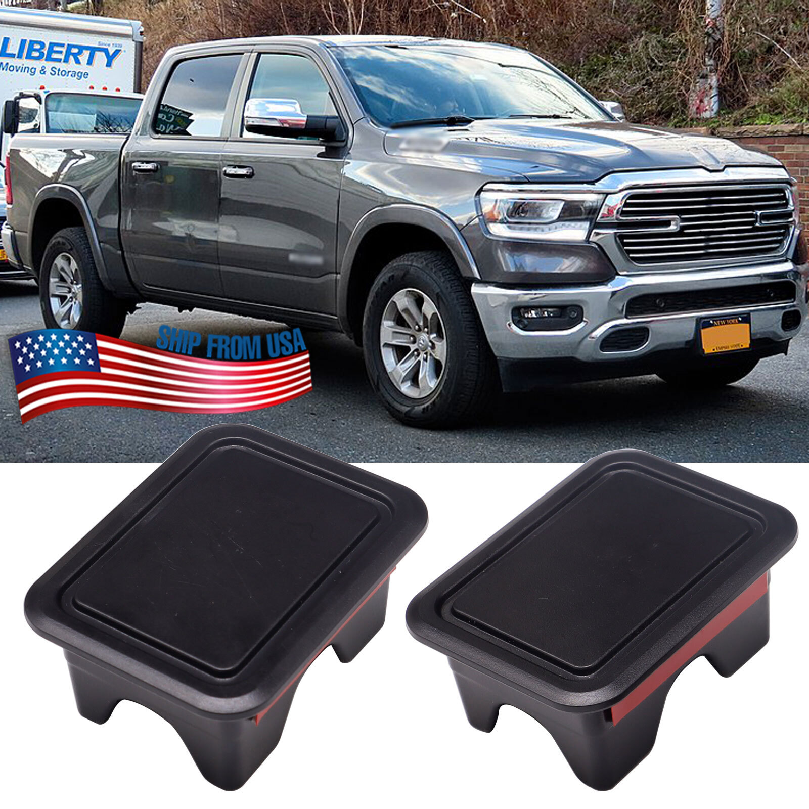 2x Stake Pocket Covers Caps Rail Hole Plugs Accessories For Dodge-Ram 1500 2019+