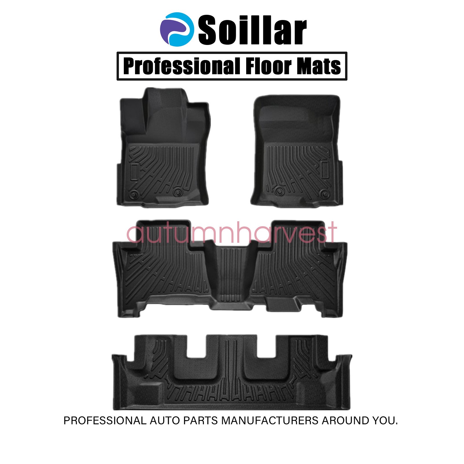 Floor Mats Liner TPE For 2013-2024 Toyota 4Runner 7 Seats 3D Model All-Weather