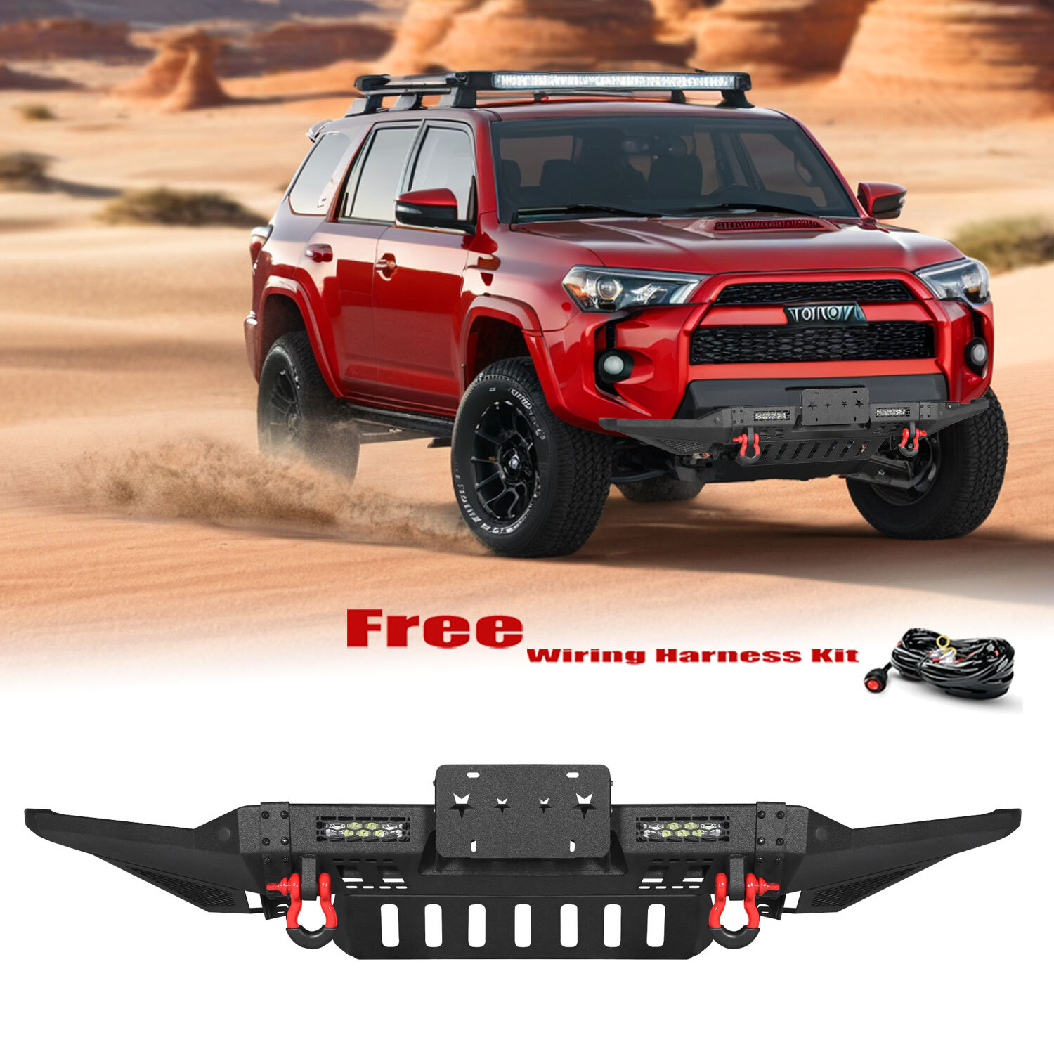 Aaiwa For 2015-2020 Toyota 4Runner Steel Front Bumper W/Winch Plate & Lights 001