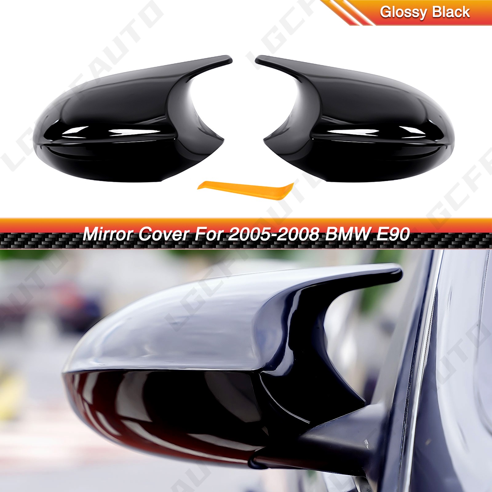 Pair For BMW E90 E91 E92 E93 PRE-LCI Gloss Black M3 Style Side Mirror Cover Caps