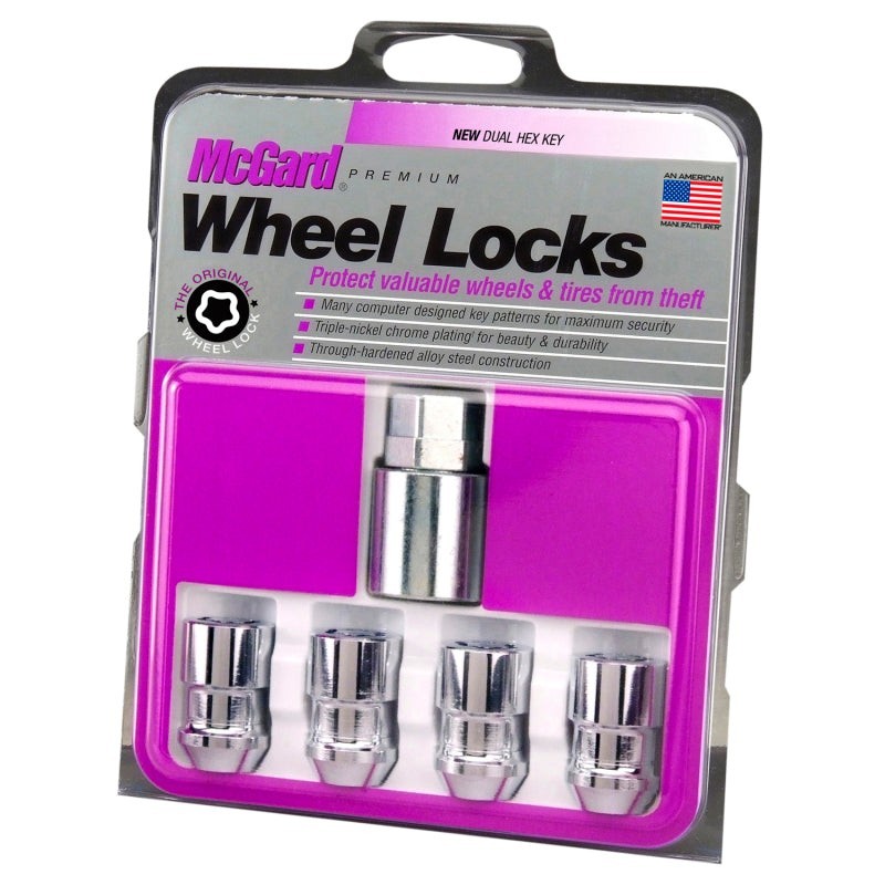 McGard 24137 Wheel Lock Nut Set 4pk M12x1.5 Dual Hex 19mm & 21mm 1.46in Length