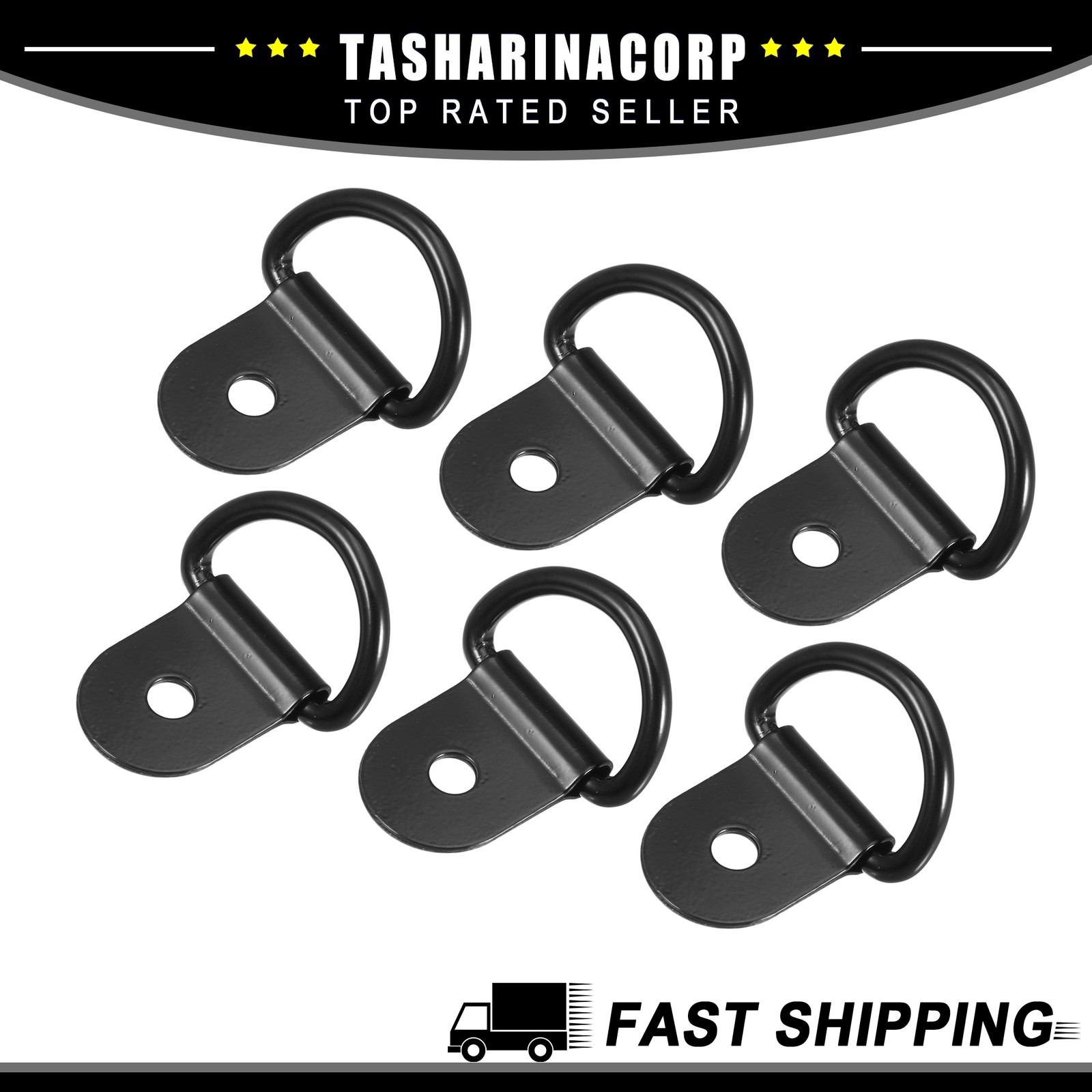 6pcs D Ring Tie Down Anchor 3mm D Rings Anchor for Trailer Truck Boat RV ATV SUV