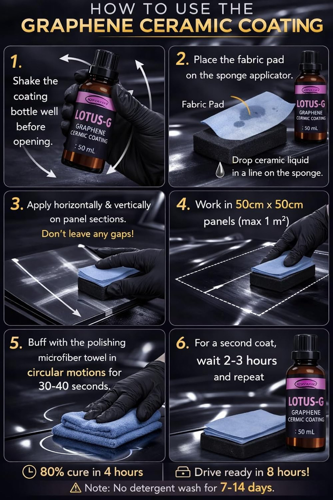 Ceramic Coating Kit Graphene 9H Hardness UV Protectant High Gloss for Cars SUV