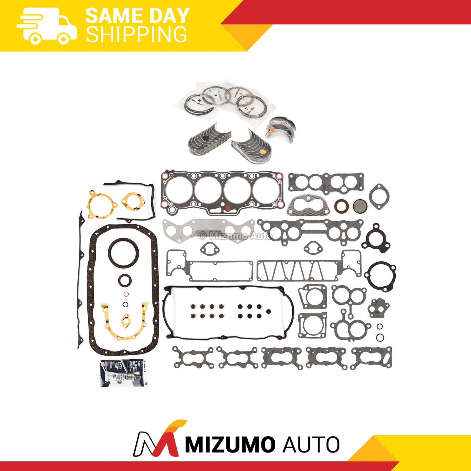 Full Gasket Set Bearings Rings Fit 84-87 Mazda 626 Turbo B2000 2.0 SOHC FE FE-T