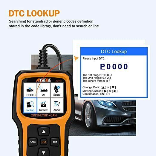 Car ANCEL AD410 Diagnostic Scanner OBD2 Scan Tool Code Reader Check Engine Fault