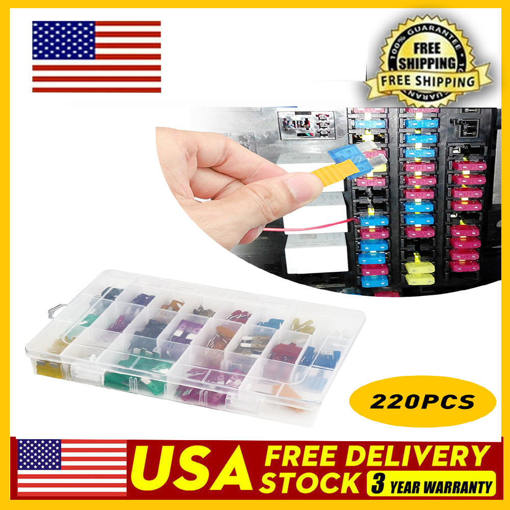 Mini Car Fuse Assortment Assorted Kit Blade Auto Set 220pcs Truck Automotive USA