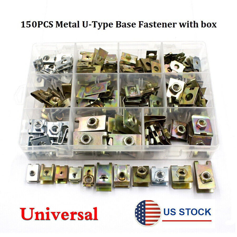 U-Type Clips Car Body Panel Fender Bumper Fixed Fasteners U-Nuts Metal 1Set