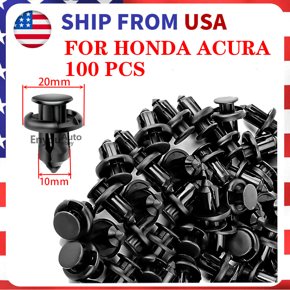 100Pcs 10mm Bumper Clips Retainer Auto Car Rivets Fastener Fender Push For Honda