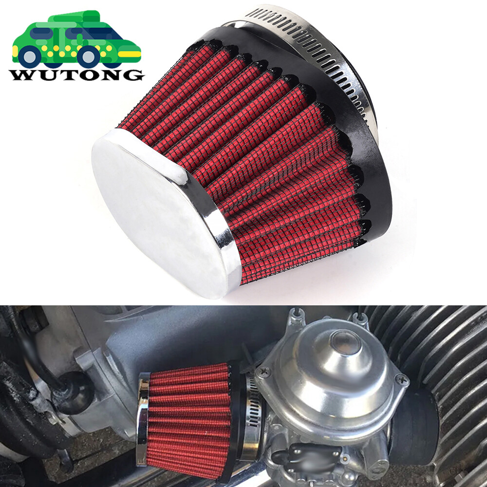 Red 51mm 2inch Air Intake Filter Cleaner Pod For Universal Motorcycle Reusable