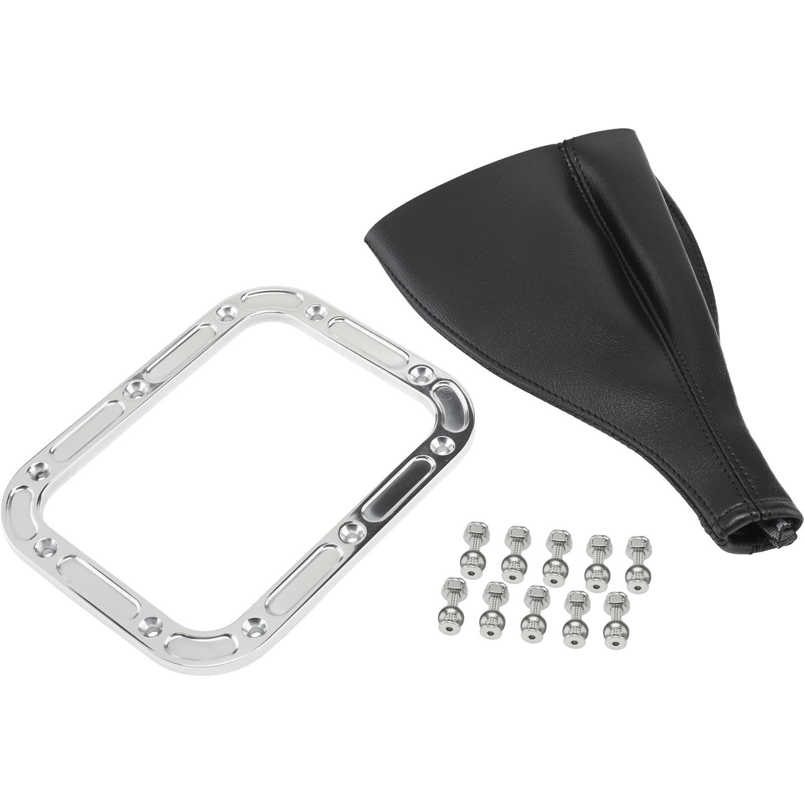 Rectangle Shifter Boot with Billet Aluminum Ring, Polished