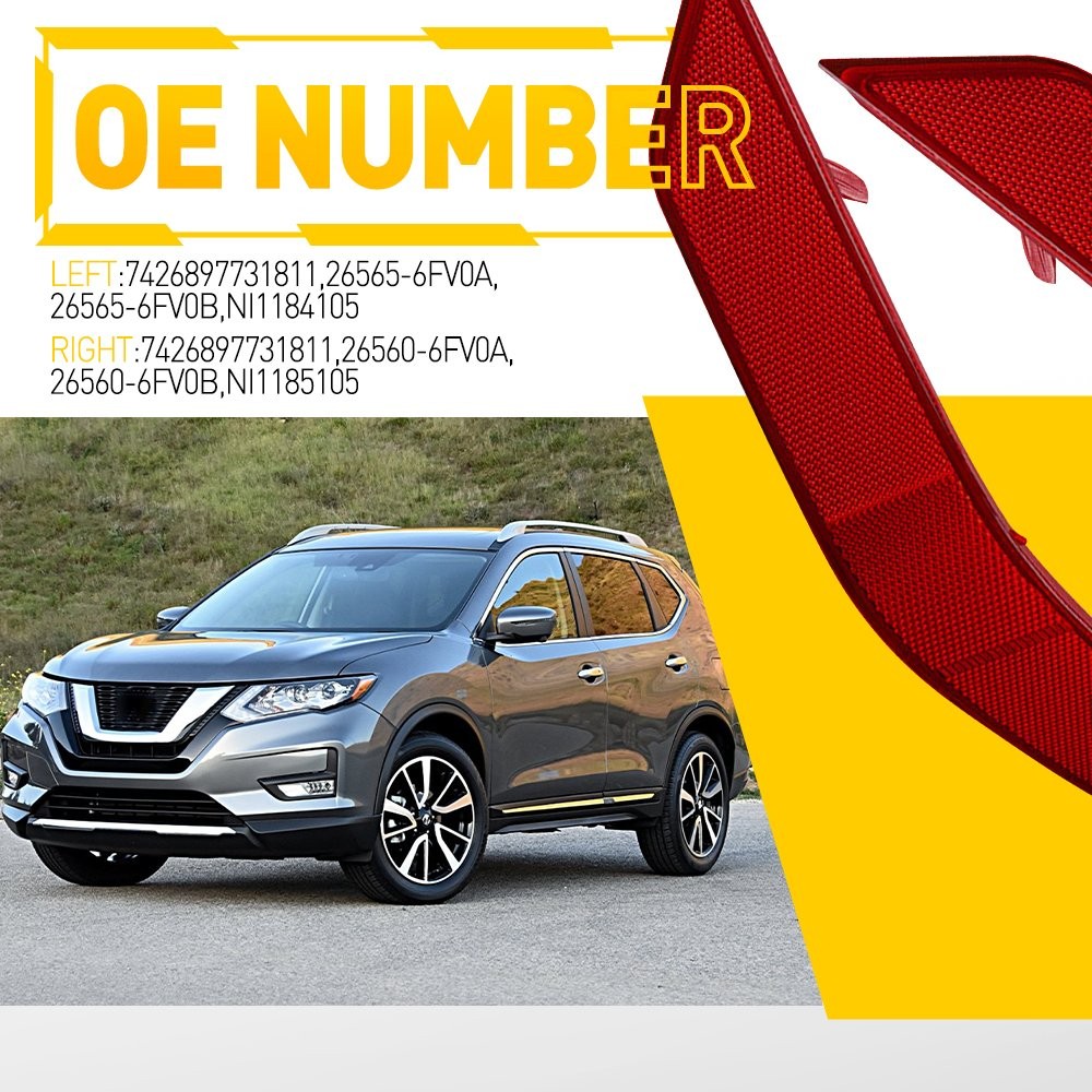 Left & Right Side Bumper Rear Reflector Fit For Nissan Rogue 2017 2018 2019 2020