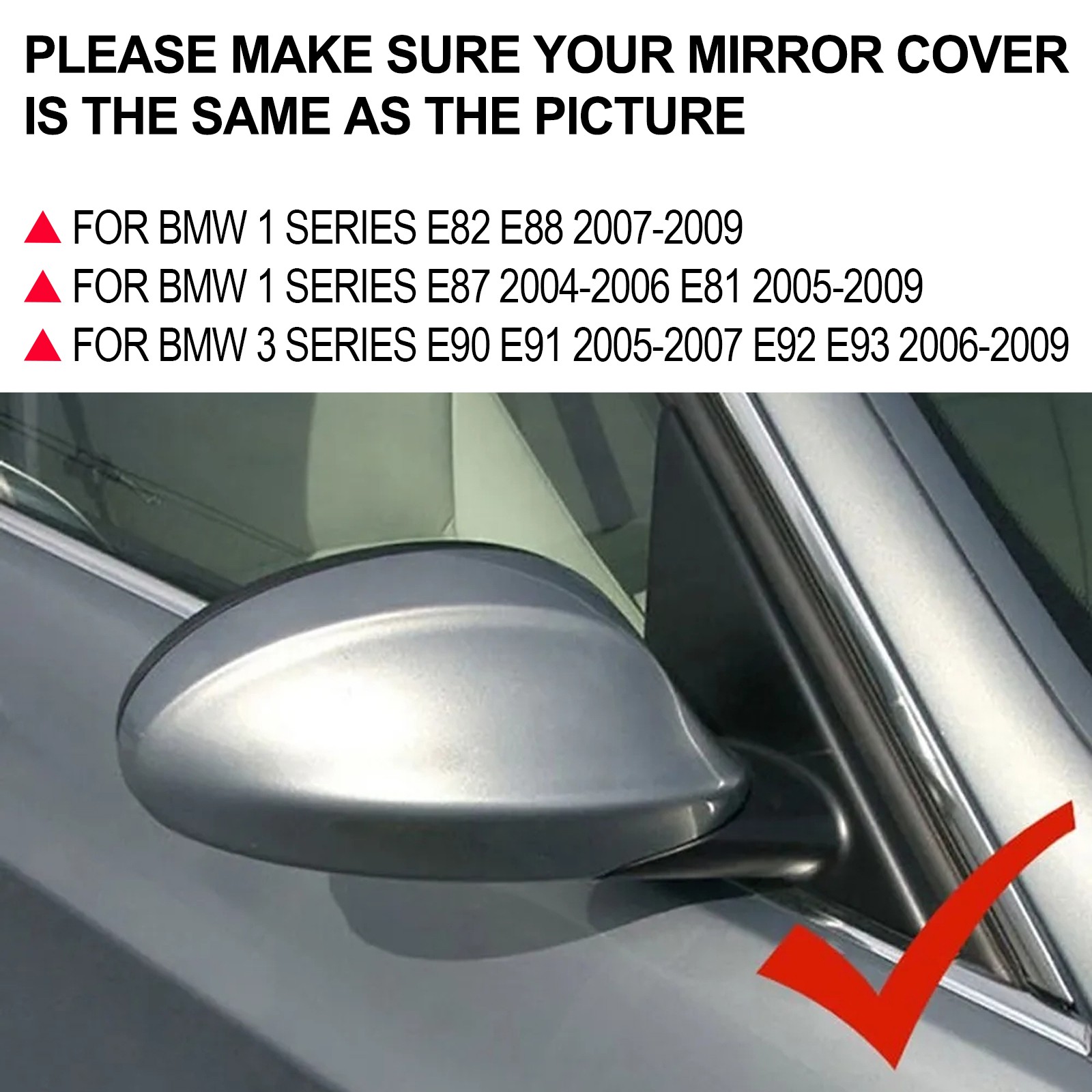 Pair For BMW E90 E91 E92 E93 PRE-LCI Gloss Black M3 Style Side Mirror Cover Caps