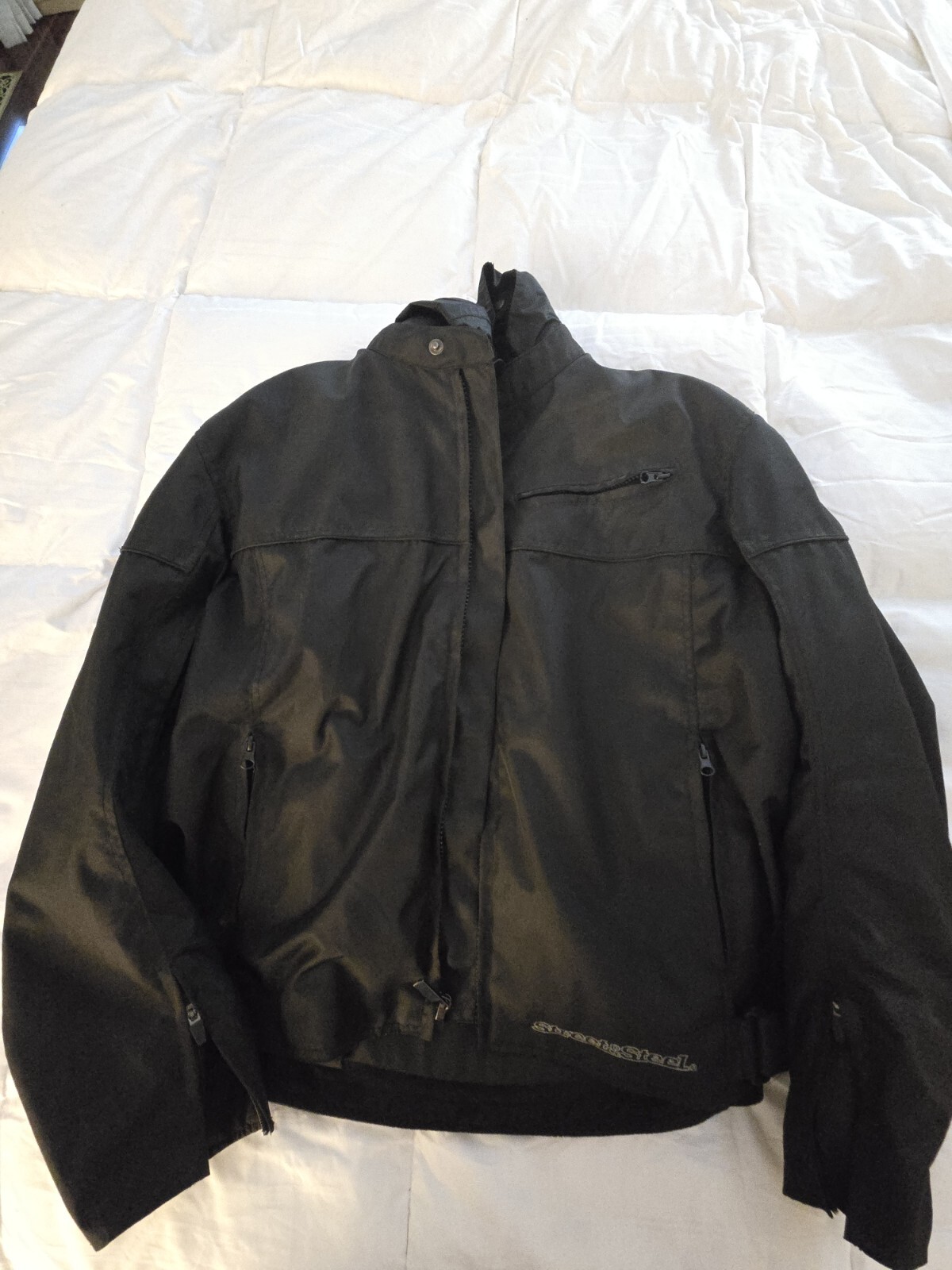 Street and Steel Armored Motorcycle Jacket Mens XL Black Logo Zipped Pockets