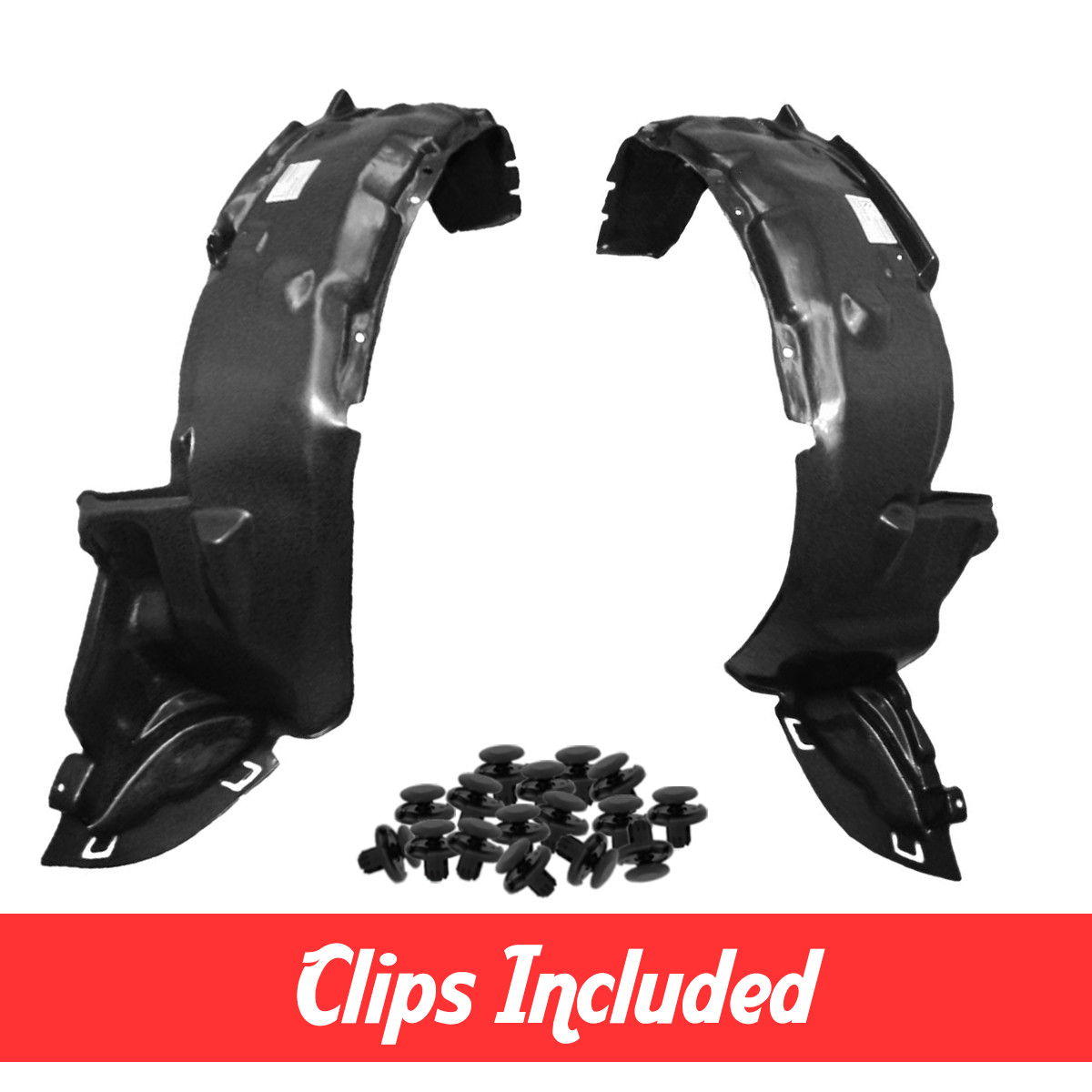 Driver & Passenger Side Fender Liner Set w/ Clips For 1992-1995 Honda Civic