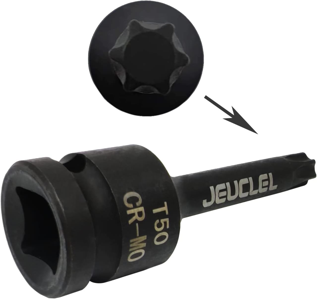 T50 Torx Star 6 Point Impact Bit Socket, 1/2-Inch Square Drive 3-Inch