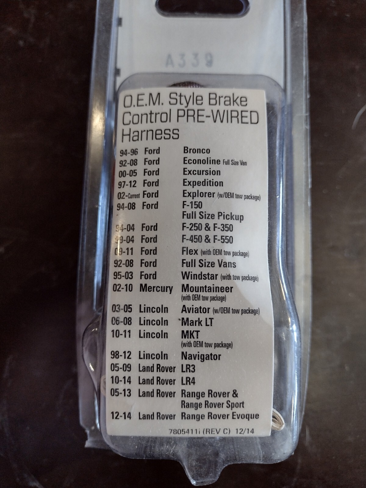 O.E.M Wiring Harness – Vehicle End – Brake Control – Reese 7805411 Ford Lincoln