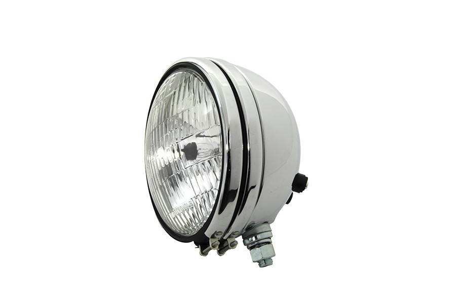 Replica 5-3/4 inch Round Chrome Headlamp for Harley-Davidson