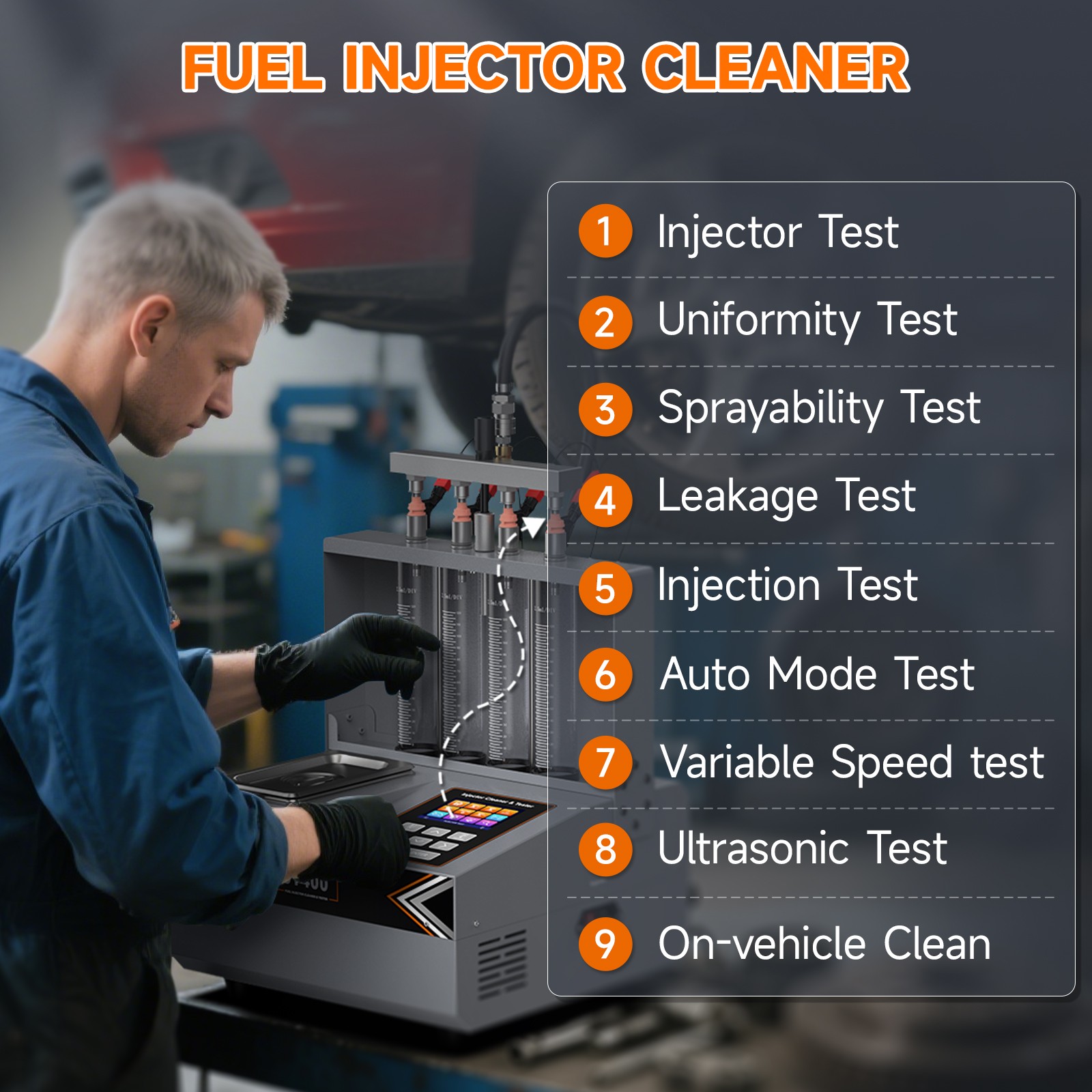 Foxwell JT400 Ultrasonic Injector Cleaner & Tester 4-Cylinder GDI For Car/Moto