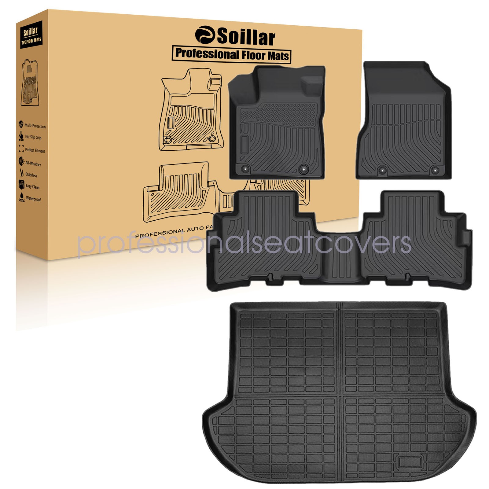 TPE Floor Mats & Trunk Cargo Liner Set waterproof 3D For 2017-2024 Nissan Murano