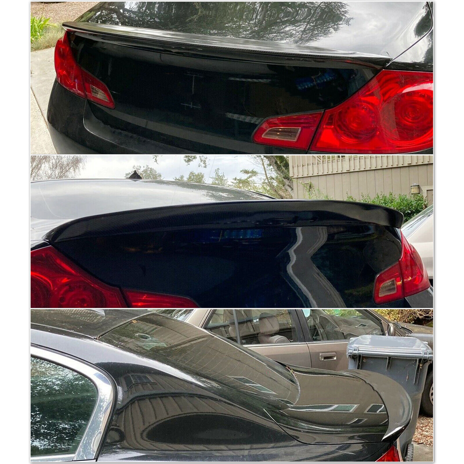 Rear Trunk Spoiler Carbon Look For 07-15 Infiniti G35/G25 4Dr Duckbill JDM Style