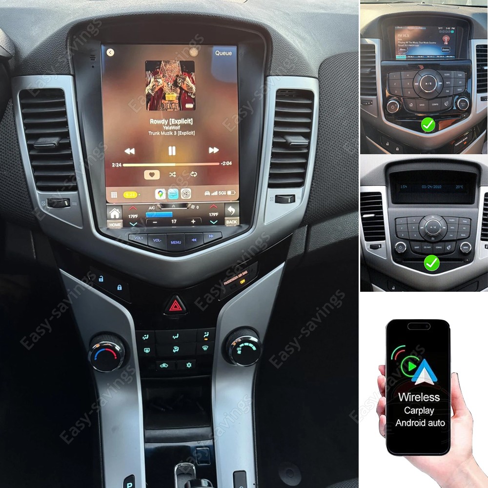 For Chevrolet Cruze 2009-2015 Android 15 Car Radio GPS Navi Wifi Carplay Stereo