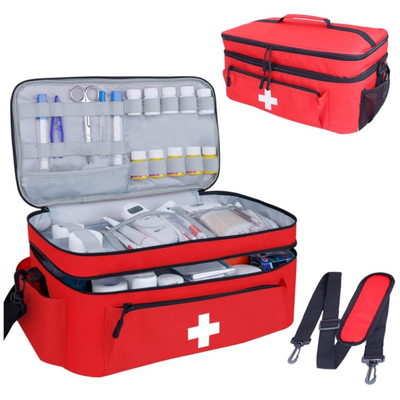First Aid Bag Empty Secure Bottle Holder Storage Pouch Travel Medicine Organizer