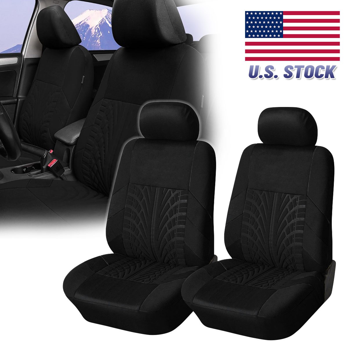 Universal Car Seat Covers For Most Car SUV Truck Van Polyester – Front Pair