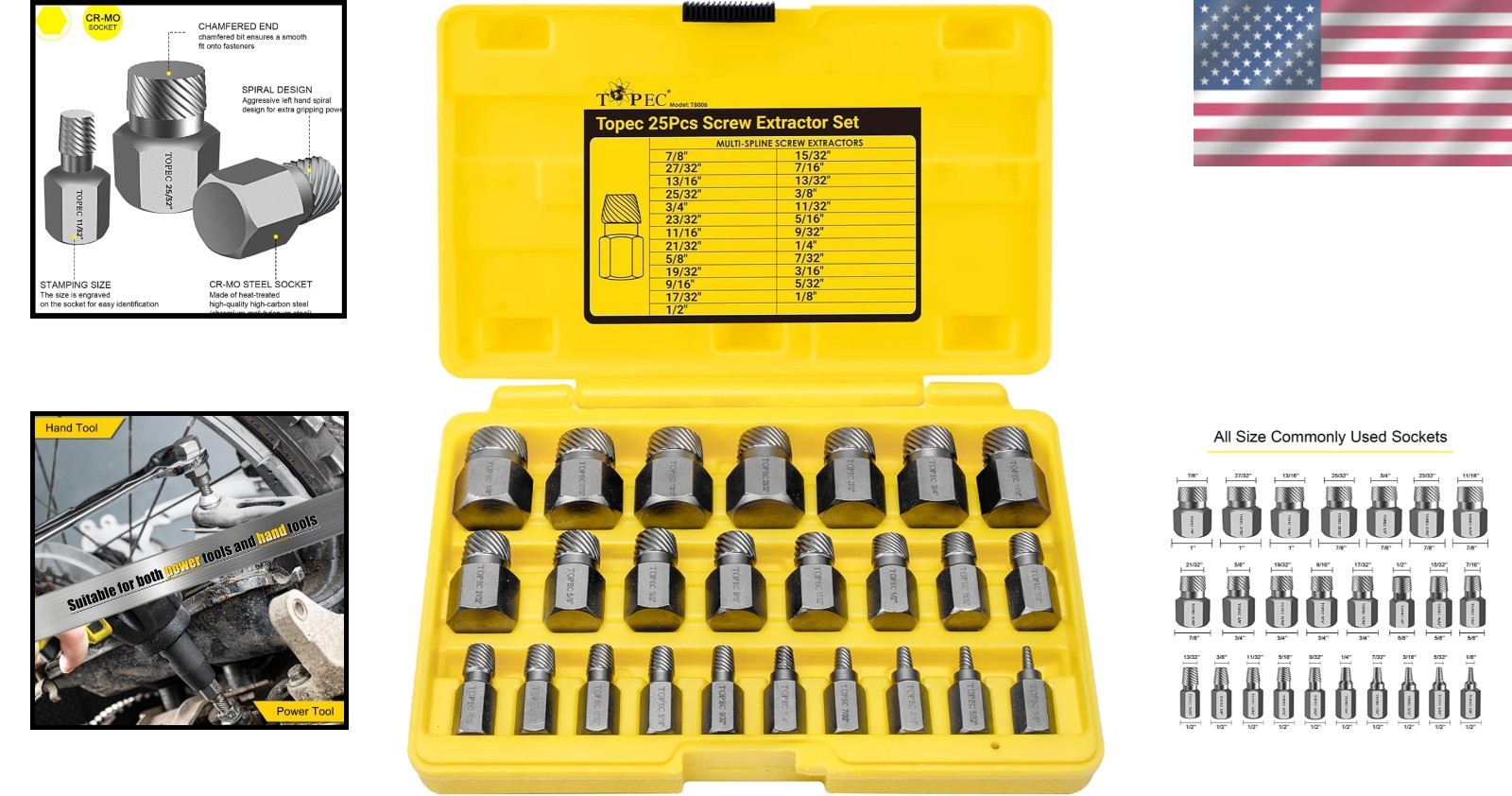 Precision Machined Screw Extractor Set | 25 Pieces