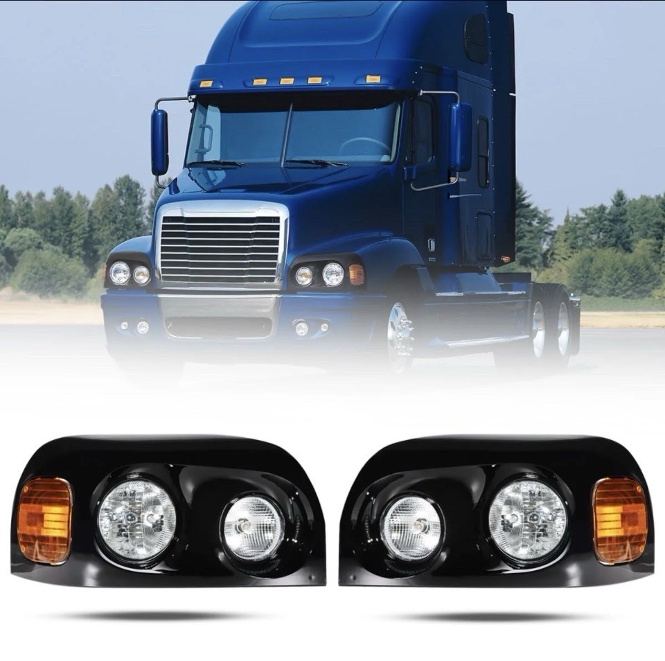 Freightliner Century 2004-2015 Black LED Headlights Pair DOT SAE