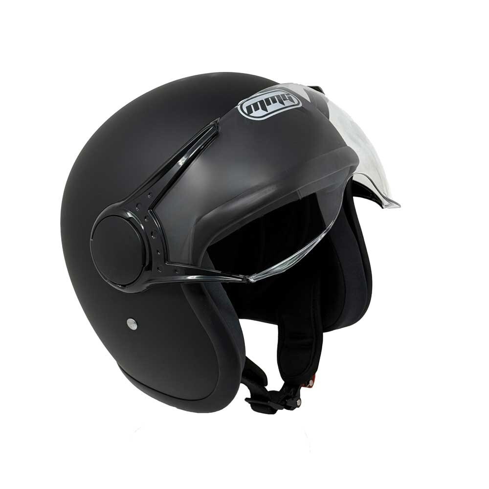 MMG Motorcycle Open Face Helmet Model 37 (Matte Black, Large)