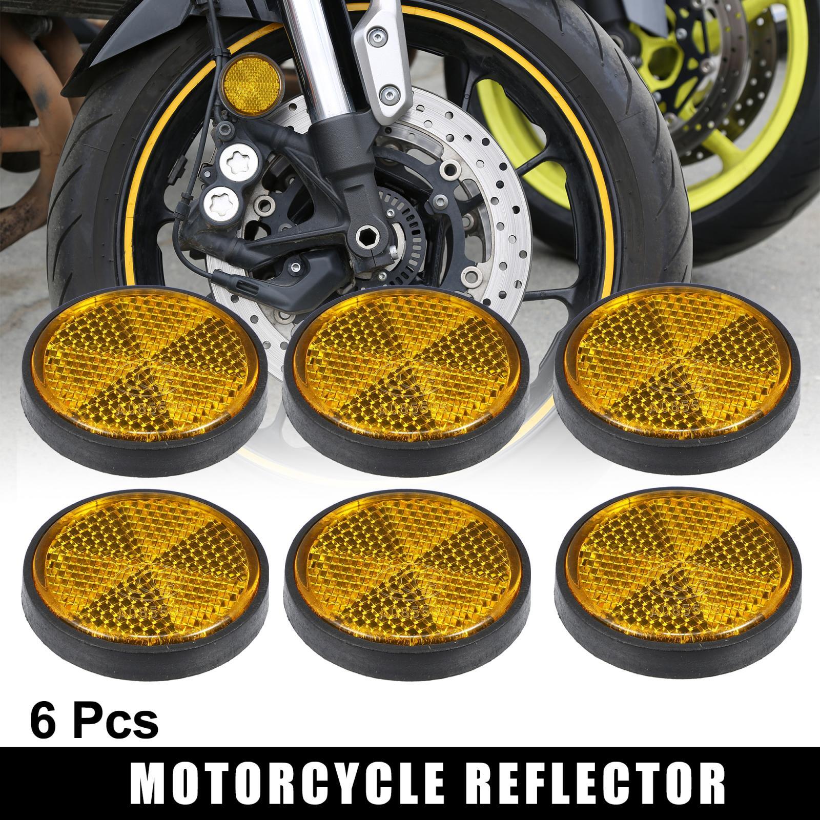 6pcs M6x1.0 Orange Universal Screw Mount Round Warning Reflector for Motorcycle