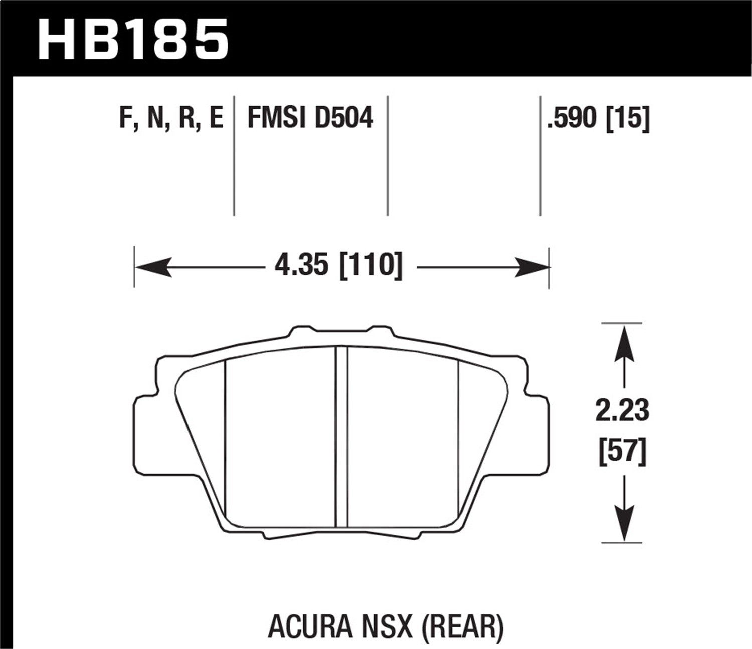 Hawk HB185N.590 HP Plus Disc Brake Pad 0.590 Thickness
