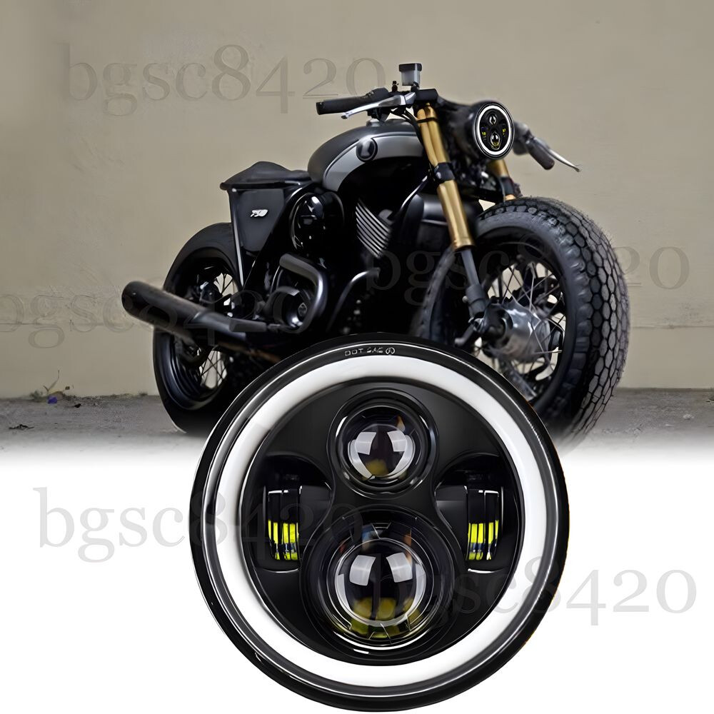 1PCS 7″ Motorcycle Headlight LED Turn Signal Light For Harley Cafe Racer