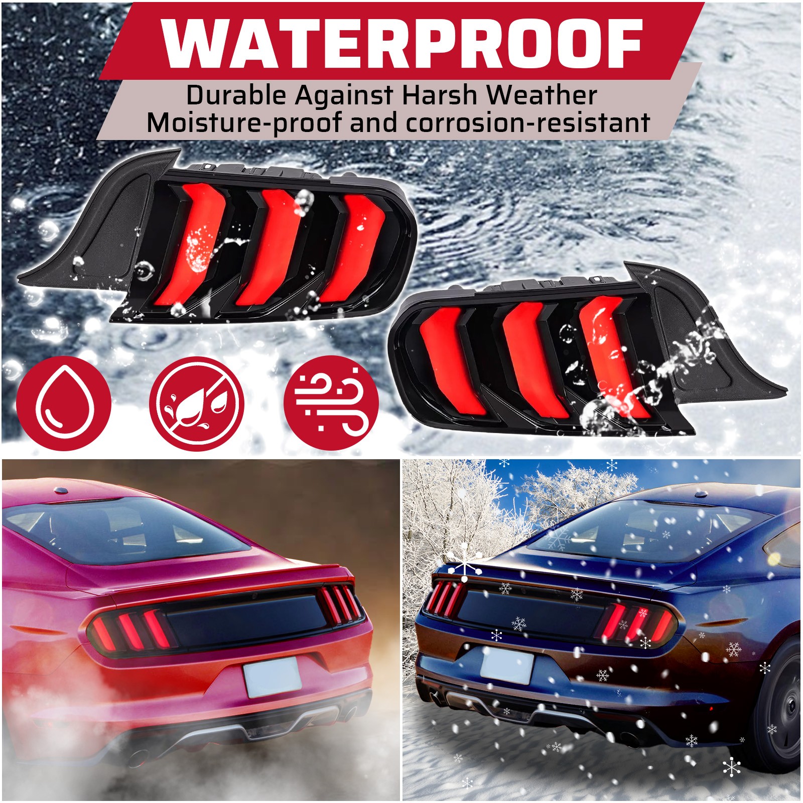 LED Tail Lights Sequential Turn Signal For Ford Mustang 2015-20 Left+Right Side