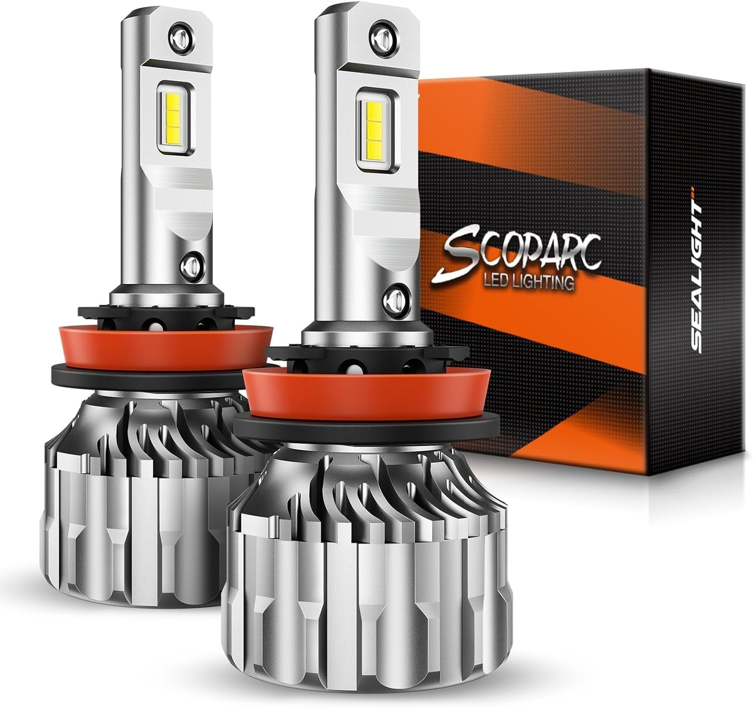 Sealight Type S6 H11/H9/H8 LED Headlight Bulbs, Super Bright LED Bulbs with Fan