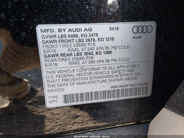 Trunk/Hatch/Tailgate Without Surround View Fits 18-20 AUDI Q5 5166991