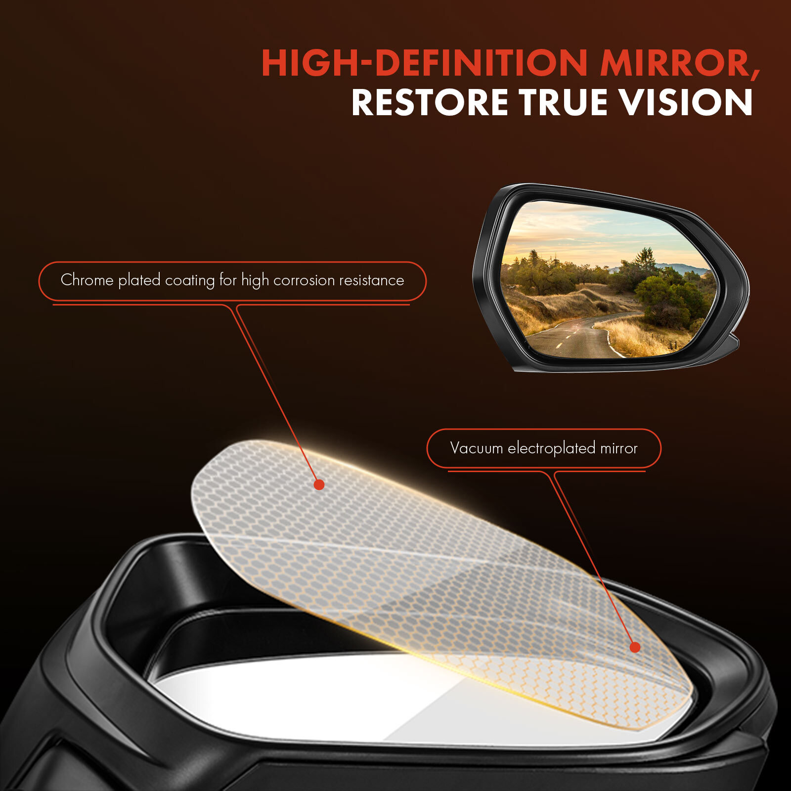 Driver Left Side Black Power Heated Mirror for Toyota Corolla 2020-2022 Sedan