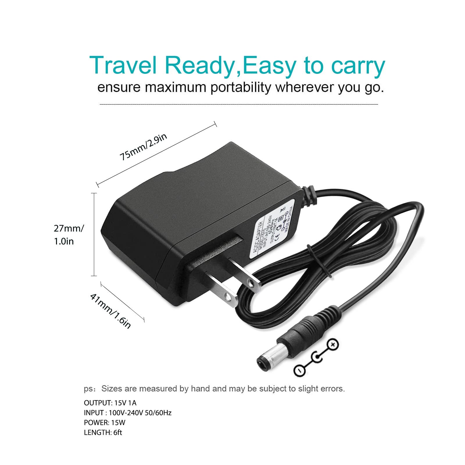 Dc 15v 1a Adapter Charger Charging Cable Cord For Peak 450a 500a 600a 800a 1000a
