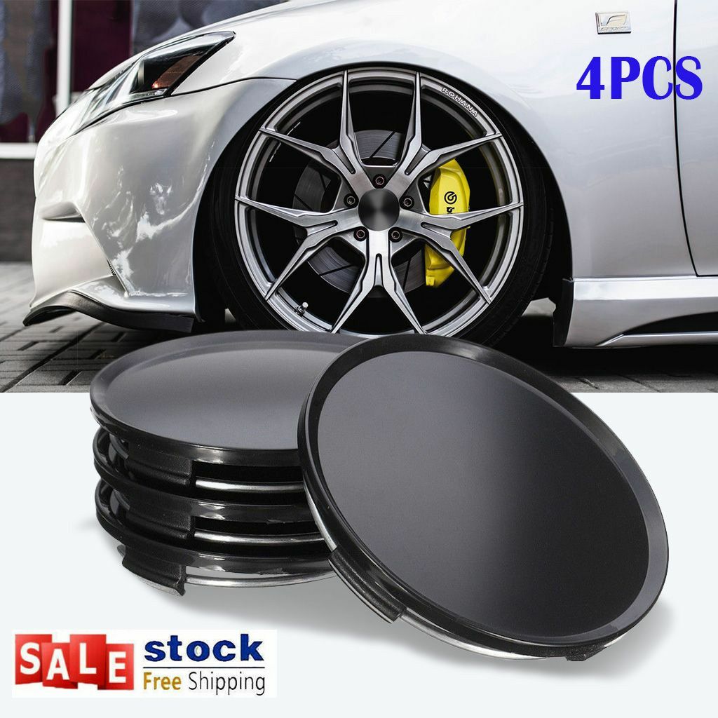Universal 4PCS 63mm 2.5″ Car Wheel Hubs Center Caps Covers No Badge Emblem Black