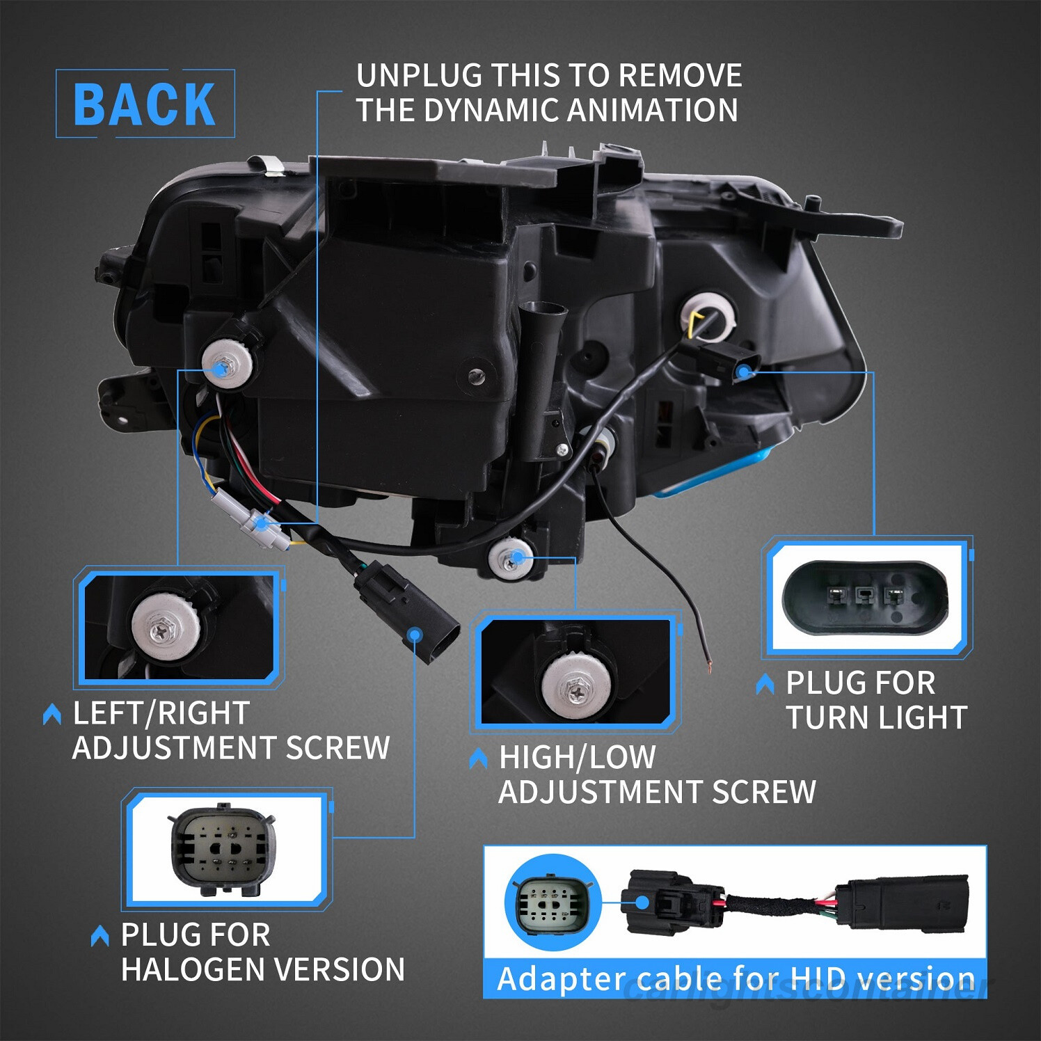 VLAND LED Headlights + Smoked Tail Lights For Chevrolet Chevy Camaro 2016-2018