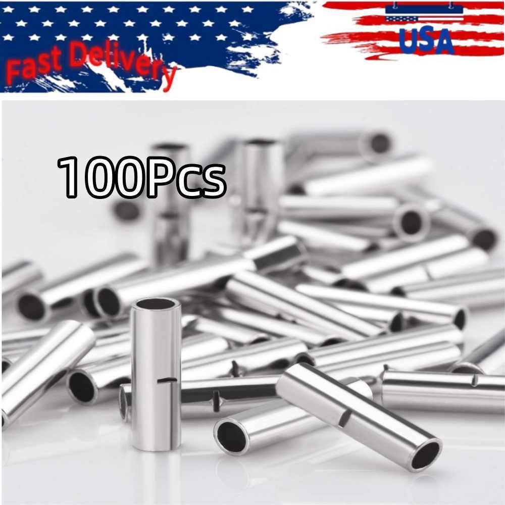 100PCS Bare Copper Butt Connectors Splice Crimp Wire Terminals Non-Insulated
